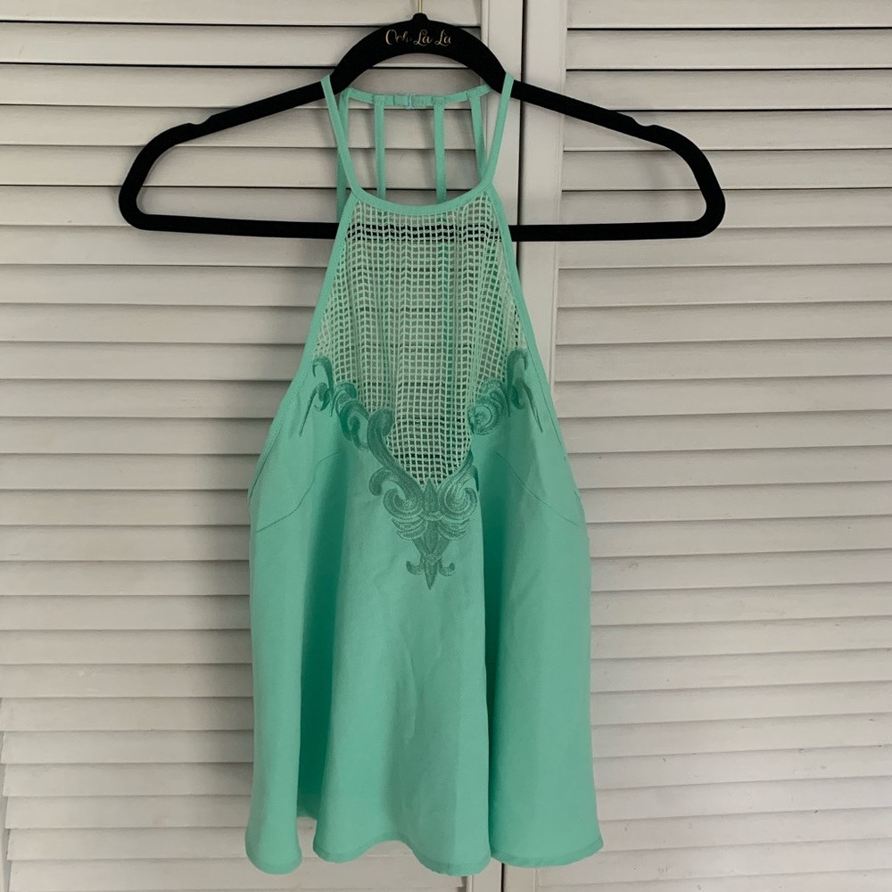 Open-back halter tank top